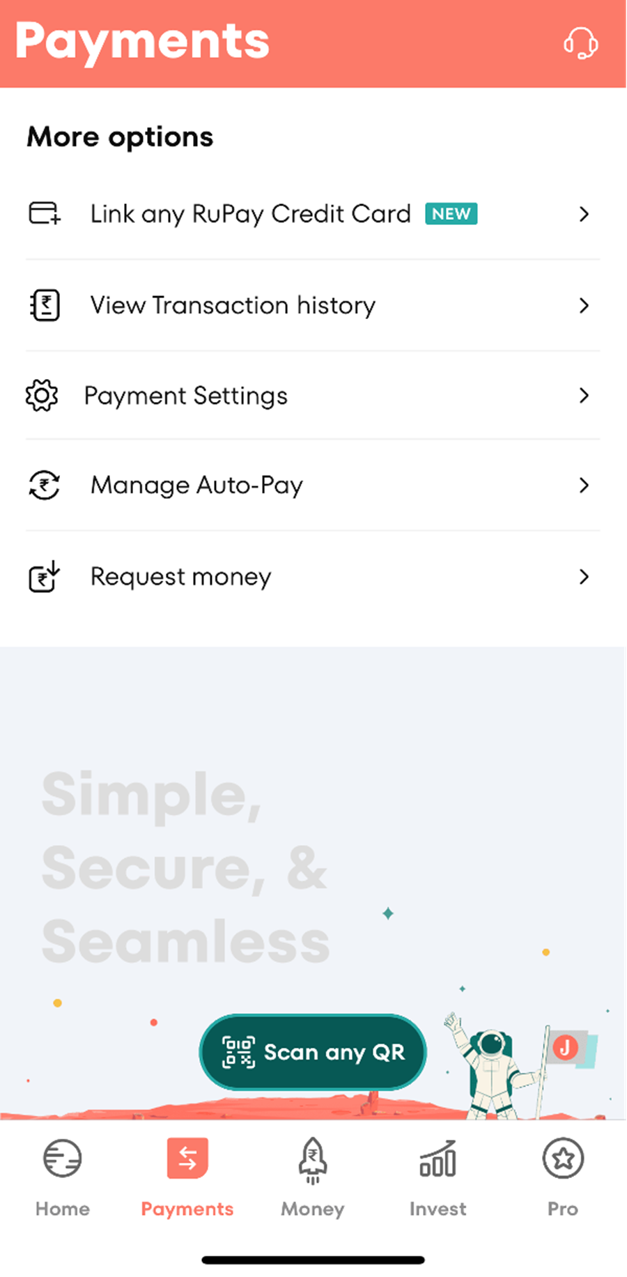 Jupiter app's screen for making credit card payment on upi