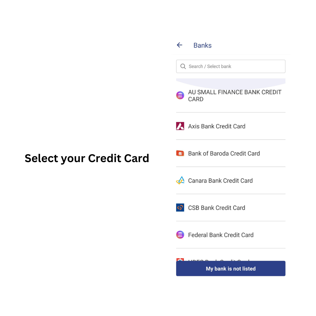 Select Credit card from the list - Rupay credit card on BHIM app