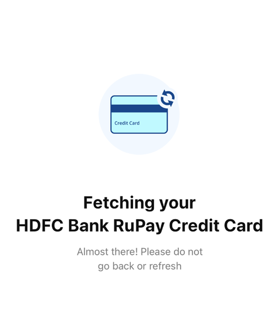 Fetching rupay credit card details on paytm