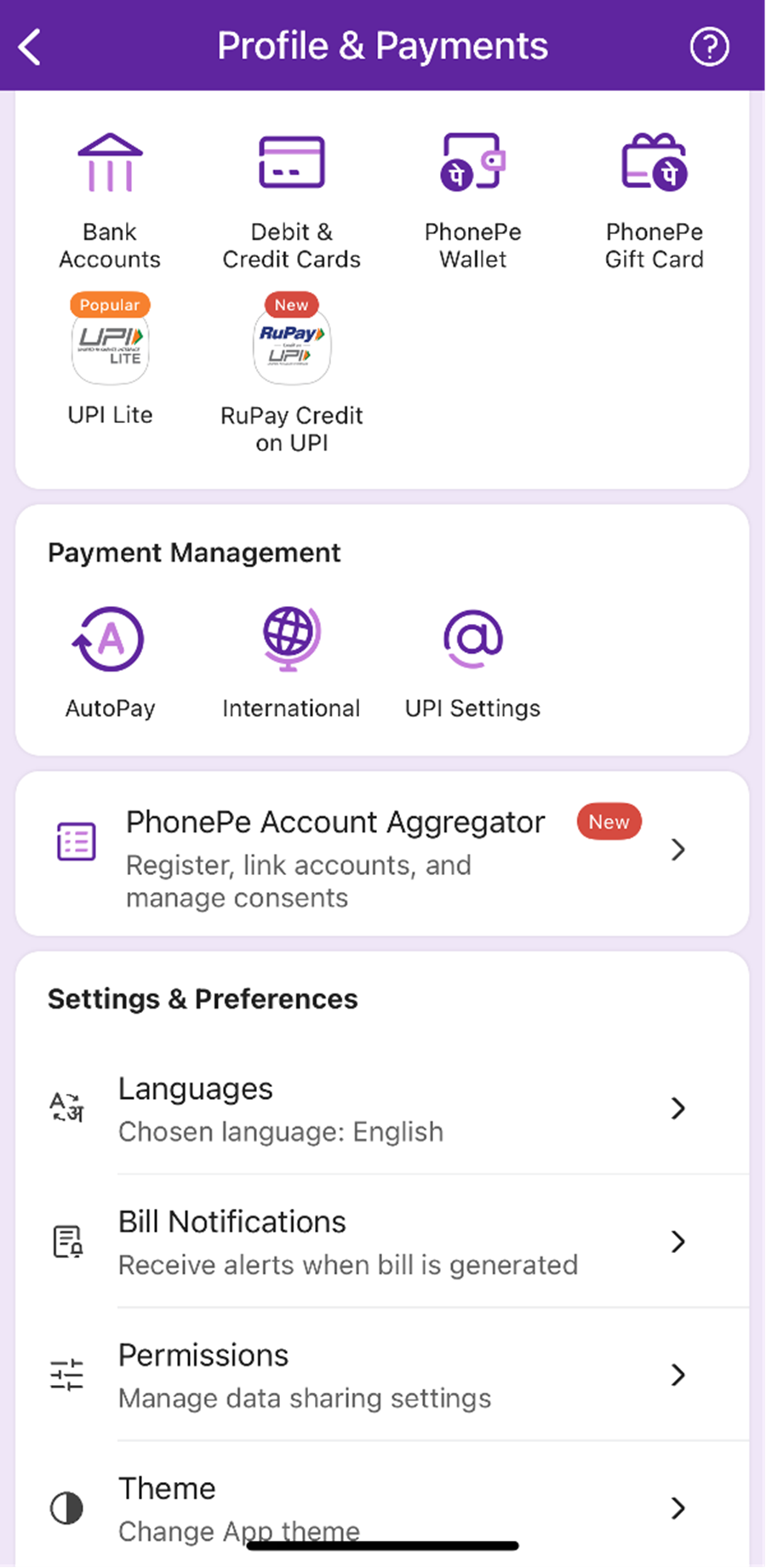 phonepe home screen to link rupay credit cards