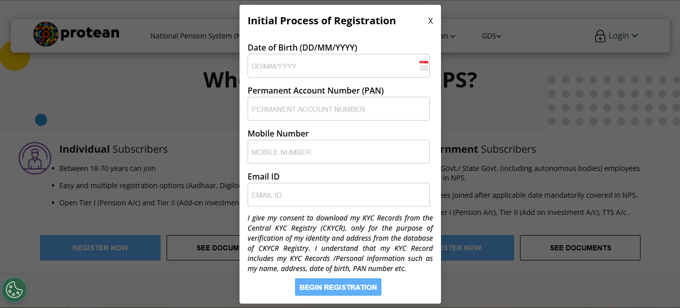 eNPS Registration website