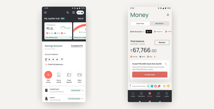 Jupiter Money app on iOS