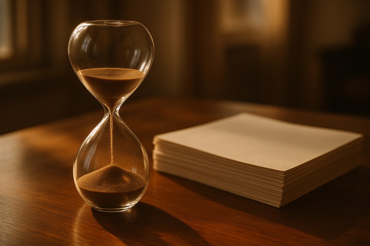 Hourglass beside documents — let your AIS settle