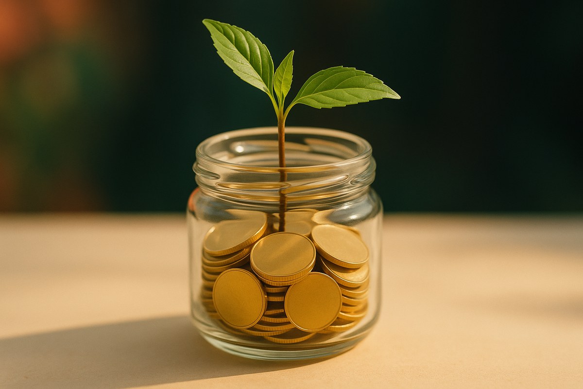 A plant growing from coins — invest to beat inflation and build real value