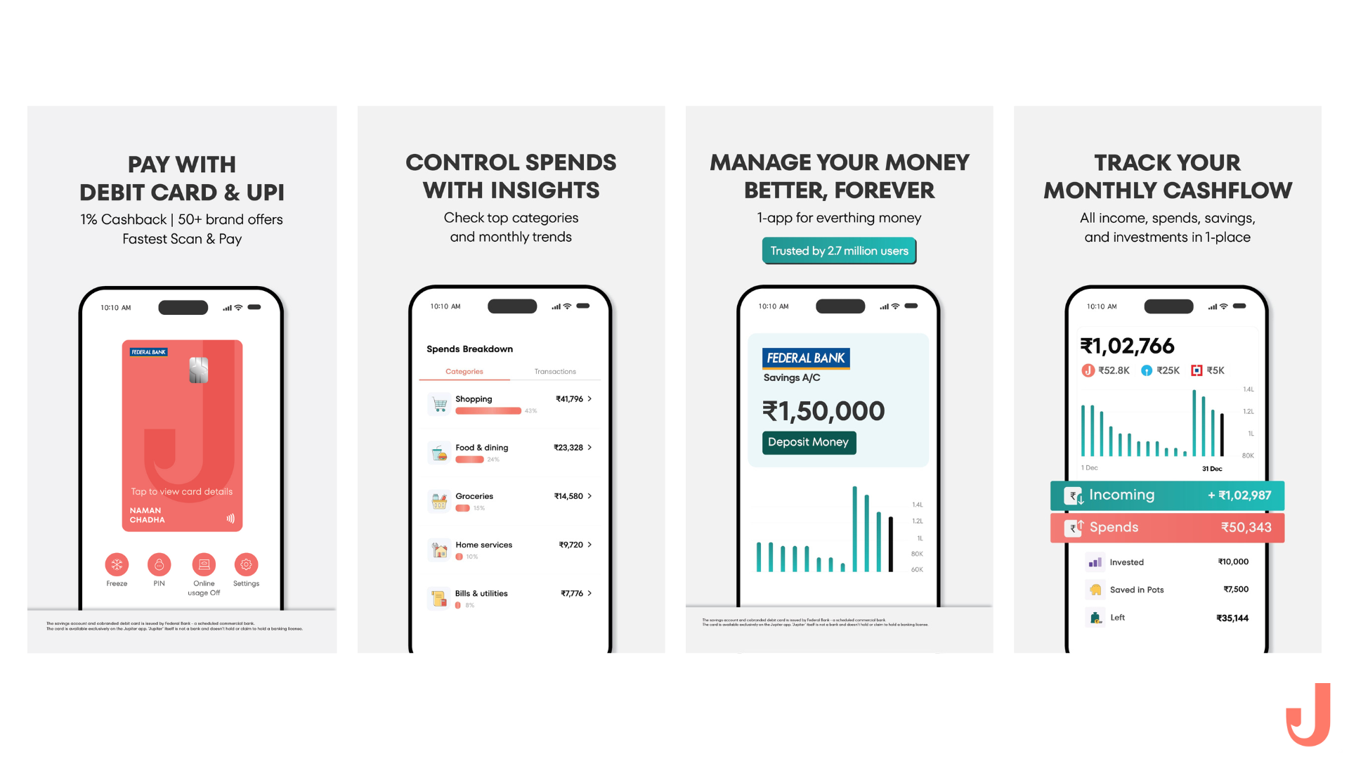 Money Transfer features in an app - Jupiter